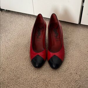 Yves Saint Laurent Women's Red and Black Pumps